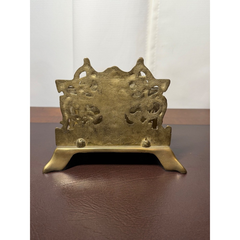 Vtg Solid Brass Letter Holder Mail Organizer Desk Art Nouveau Victorian Style - Picture 3 of 10